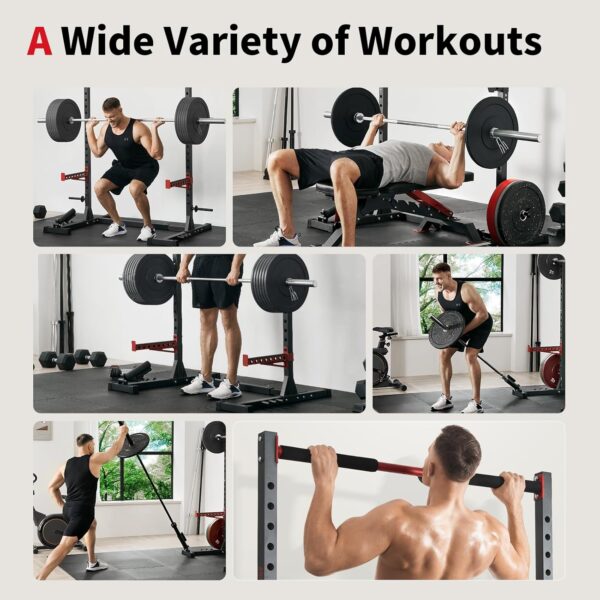 FLYBIRD Squat Rack with Pull-Up Bar, Adjustable Multi-Functional Power Rack, Inner Width Squat Rack Stand Suitable for 6FT,7FT Barbell for Home Gym Equipment… - Image 7
