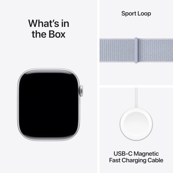 Apple Watch Series 10 [GPS 46mm case] Smartwatch with Silver Aluminium Case with Blue Cloud Sport Loop. Fitness Tracker, ECG App, Always-On Retina Display, Carbon Neutral - Image 9