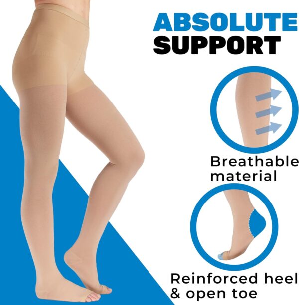 ABSOLUTE SUPPORT Compression Pantyhose for Women Circulation 20-30mmHg - Opaque High Waist Graduated Support Stockings for Swelling, Post Surgery Recovery, Blood Clots - Beige, Medium - A214BE2 - Image 6