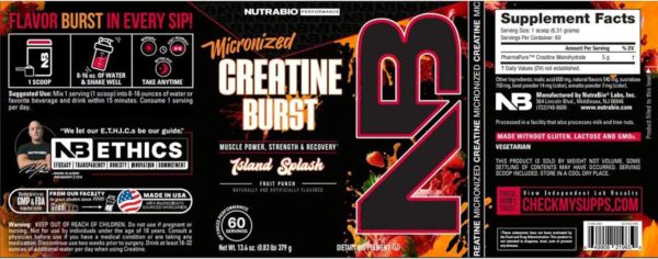 NutraBio Pure Creatine Monohydrate Powder Supplement, Island Splash, (300 g) - Supports Bulk Muscle Energy, Recovery, and Strength - HPLC Tested Pure Grade Creatine Powder Supplement for Men and Women - Image 3