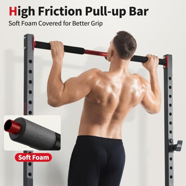 FLYBIRD Squat Rack with Pull-Up Bar, Adjustable Multi-Functional Power Rack, Inner Width Squat Rack Stand Suitable for 6FT,7FT Barbell for Home Gym Equipment… - Image 4