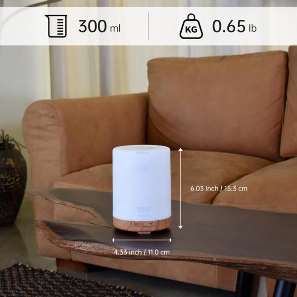 ASAKUKI 300ML Essential Oil Diffuser, Quiet 5-in-1 Premium Humidifier, Natural Home Fragrance Aroma Diffuser with 7 LED Color Changing Light and Auto-Off Safety Switch-Light Brown - Image 9