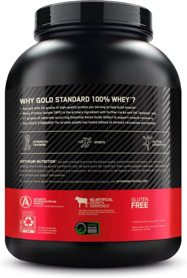 Optimum Nutrition Gold Standard 100% Whey Protein Powder, Vanilla Ice Creme, 5 Pound (Packaging May Vary) - Image 4