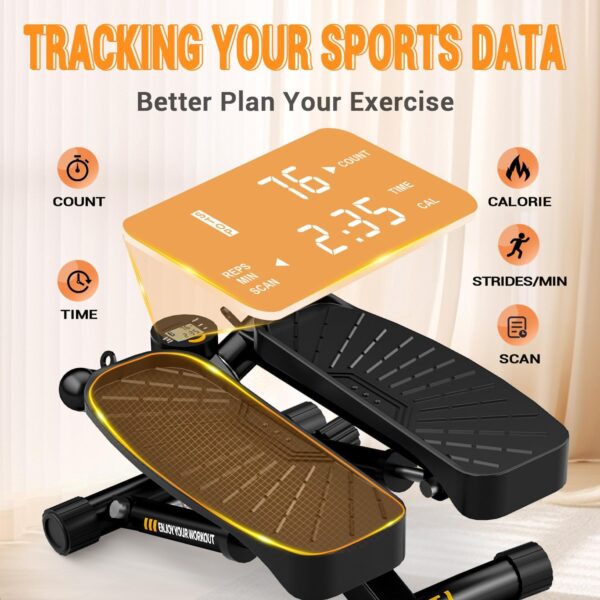 Steppers for Exercise at Home,Adjustable Resistance Stair Stepper with Resistance Bands,Mini Stepper with 350lbs Loading Capacity,Twist Stepper Portable Exercise Equipment for Full Body Workout - Image 9