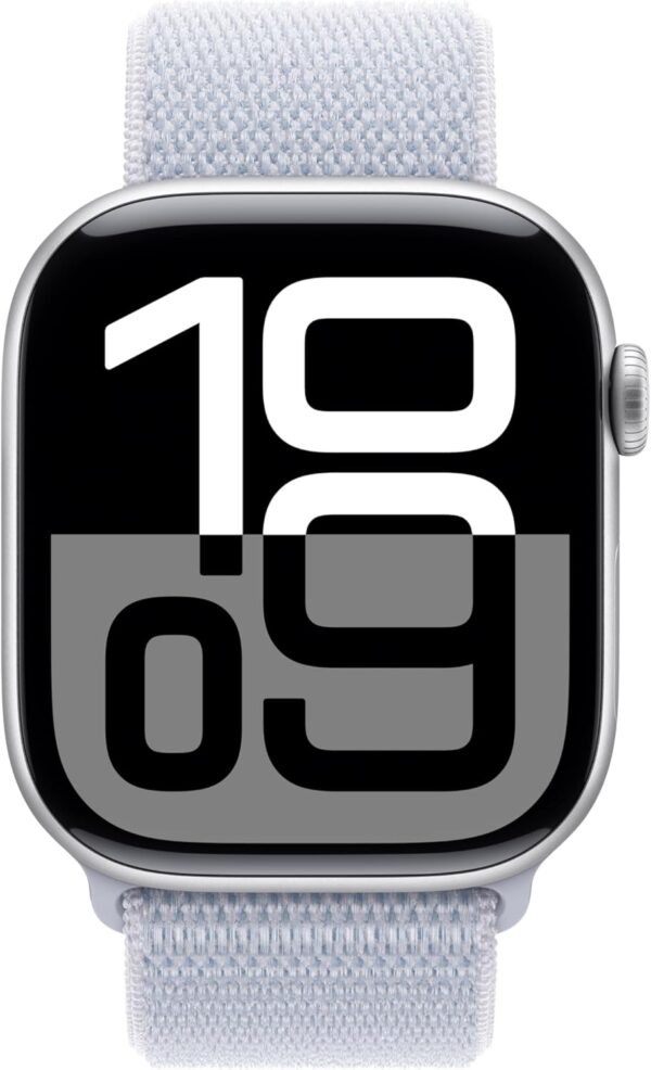 Apple Watch Series 10 [GPS 46mm case] Smartwatch with Silver Aluminium Case with Blue Cloud Sport Loop. Fitness Tracker, ECG App, Always-On Retina Display, Carbon Neutral - Image 4
