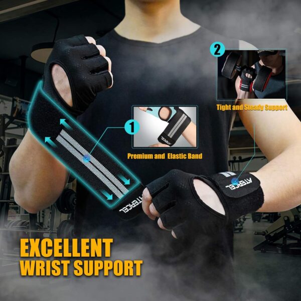 ATERCEL Weight Lifting Gloves Breathable Workout Gloves with Wrist Support for Gym, Exercise, Pull ups, Super Lightweight for Mens and Women, Full Palm Protection - Image 5