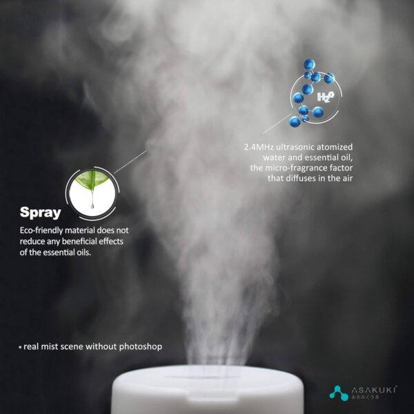 ASAKUKI 300ML Essential Oil Diffuser, Quiet 5-in-1 Premium Humidifier, Natural Home Fragrance Aroma Diffuser with 7 LED Color Changing Light and Auto-Off Safety Switch-Light Brown - Image 8