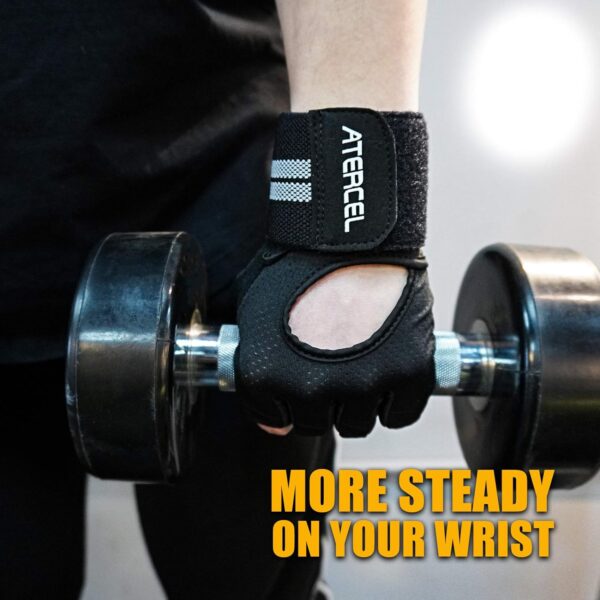 ATERCEL Weight Lifting Gloves Breathable Workout Gloves with Wrist Support for Gym, Exercise, Pull ups, Super Lightweight for Mens and Women, Full Palm Protection - Image 7