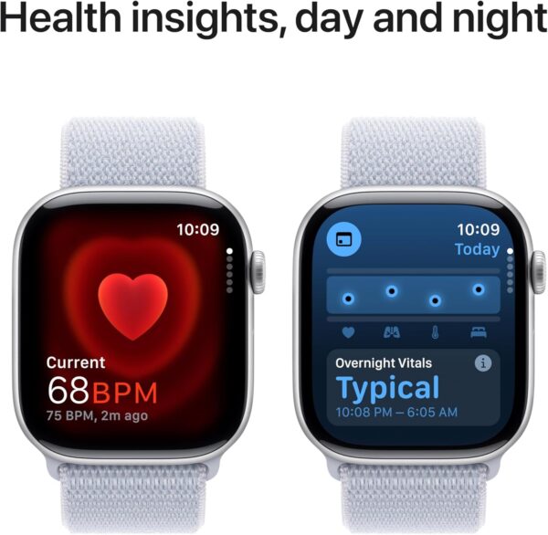 Apple Watch Series 10 [GPS 46mm case] Smartwatch with Silver Aluminium Case with Blue Cloud Sport Loop. Fitness Tracker, ECG App, Always-On Retina Display, Carbon Neutral - Image 8