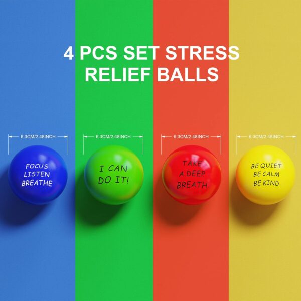 ALMAH Motivational Stress Balls for Kids and Adults (4 Pack), Stress Relief Balls, Hand Exercise Therapy Balls for Anxiety, Fidget, Tension, Manage Anger and Stress - Image 6