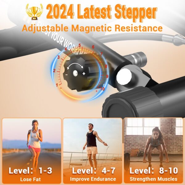 Steppers for Exercise at Home,Adjustable Resistance Stair Stepper with Resistance Bands,Mini Stepper with 350lbs Loading Capacity,Twist Stepper Portable Exercise Equipment for Full Body Workout - Image 4
