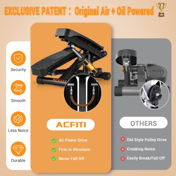 Steppers for Exercise at Home,Adjustable Resistance Stair Stepper with Resistance Bands,Mini Stepper with 350lbs Loading Capacity,Twist Stepper Portable Exercise Equipment for Full Body Workout - Image 3