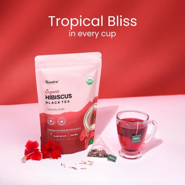 Teaniru, Organic Hibiscus Tea - 30 Count | Lowers Blood Pressure & Improves Heart Health | Loaded with Vitamin C, Flavonoids, & Minerals | Your Bedtime brew | Certified by USDA Organic - Image 3
