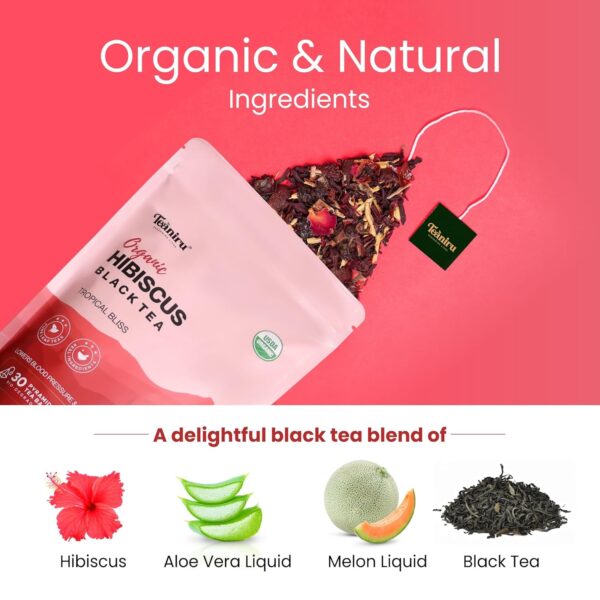 Teaniru, Organic Hibiscus Tea - 30 Count | Lowers Blood Pressure & Improves Heart Health | Loaded with Vitamin C, Flavonoids, & Minerals | Your Bedtime brew | Certified by USDA Organic - Image 4