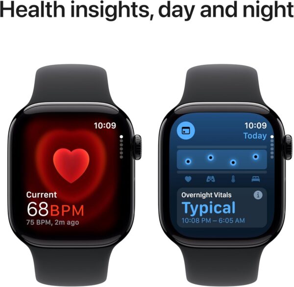 Apple Watch Series 10 [GPS 42mm case] Smartwatch with Jet Black Aluminium Case with Black Sport Band - S/M. Fitness Tracker, ECG App, Always-On Retina Display, Water Resistant - Image 7