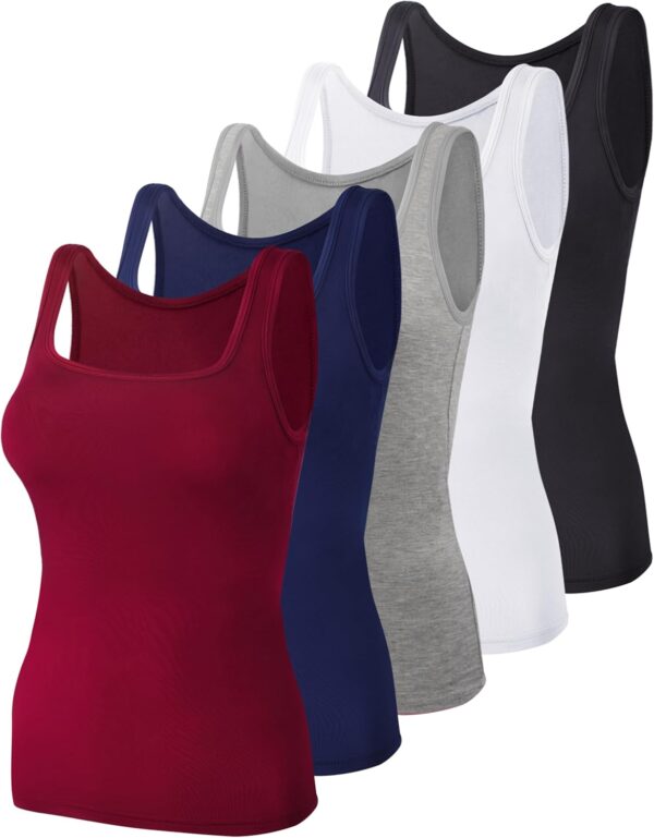 BQTQ 5 Pack Women's Tank Tops Square Neck Sleeveless Ladies Tank Top Undershirts - Image 2