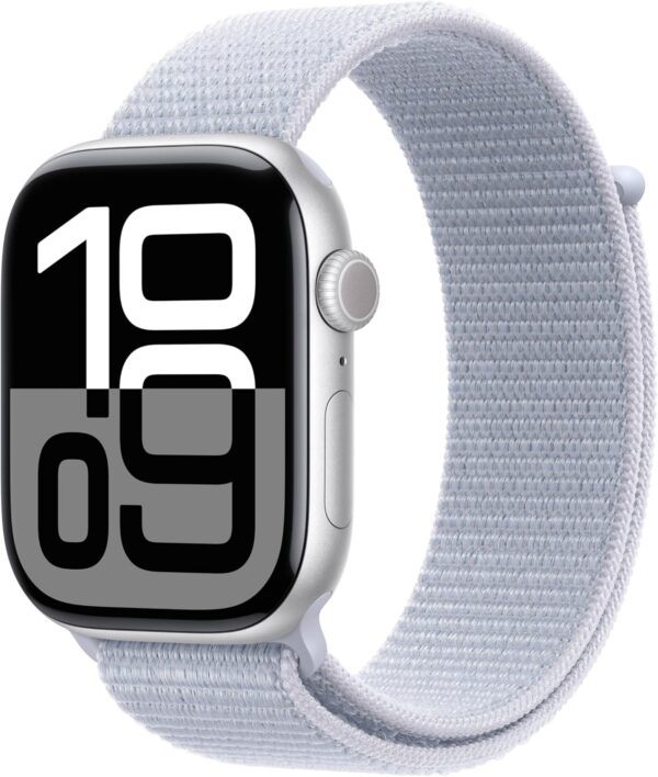 Apple Watch Series 10 [GPS 46mm case] Smartwatch with Silver Aluminium Case with Blue Cloud Sport Loop. Fitness Tracker, ECG App, Always-On Retina Display, Carbon Neutral - Image 2