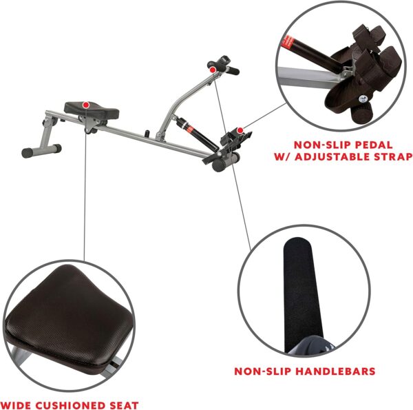 Sunny Health & Fitness Compact Adjustable Rowing Machine with 12 Levels of Resistance for Complete Body Workouts and Optional Free SunnyFit App Enhanced Connectivity - Image 5