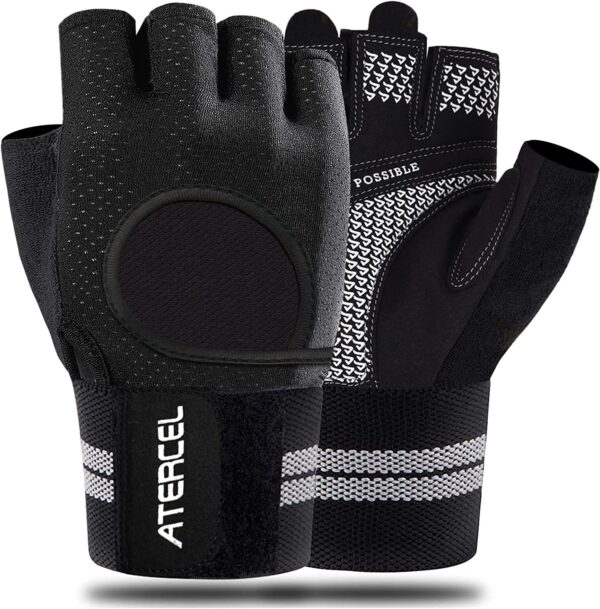 ATERCEL Weight Lifting Gloves Breathable Workout Gloves with Wrist Support for Gym, Exercise, Pull ups, Super Lightweight for Mens and Women, Full Palm Protection - Image 2