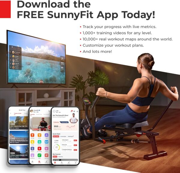 Sunny Health & Fitness Slim Under Desk Walking Compact Treadpad Treadmill with Remote Control, Digital Display, Shock Absorption, Optional Trekking Poles, Free SunnyFit App Bluetooth Connectivity - Image 8