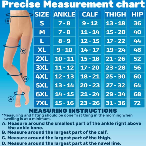 ABSOLUTE SUPPORT Compression Pantyhose for Women Circulation 20-30mmHg - Opaque High Waist Graduated Support Stockings for Swelling, Post Surgery Recovery, Blood Clots - Beige, Medium - A214BE2 - Image 3