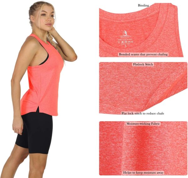 icyzone Women's Racerback Workout Tank Tops - Athletic Yoga Tops, Running Exercise Gym Shirts (Pack of 3) - Image 4