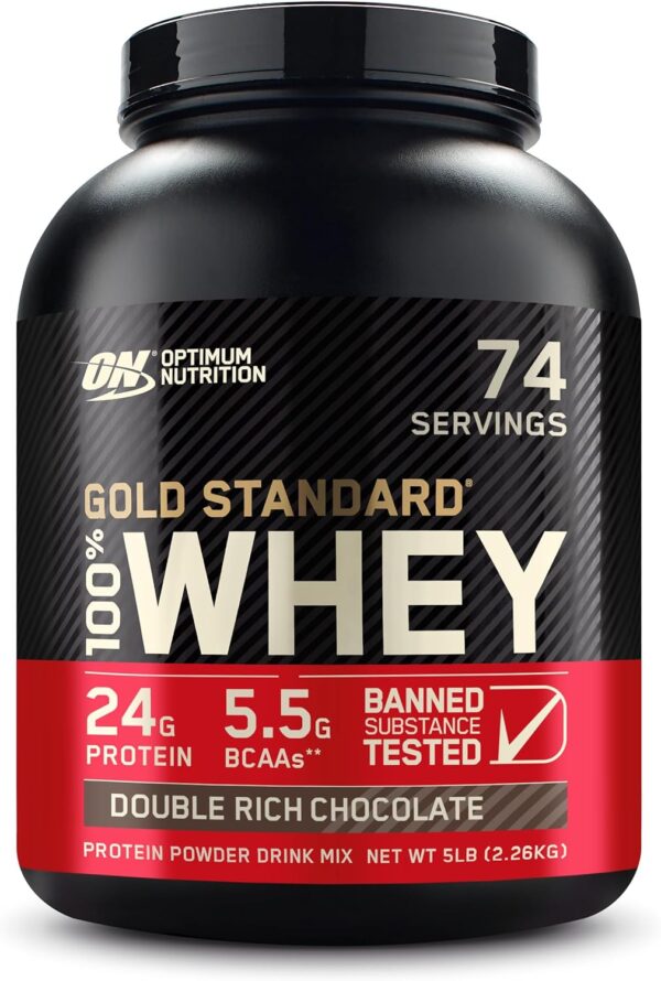 Optimum Nutrition Gold Standard 100% Whey Protein Powder, Double Rich Chocolate, 5 Pound (Packaging May Vary) - Image 2