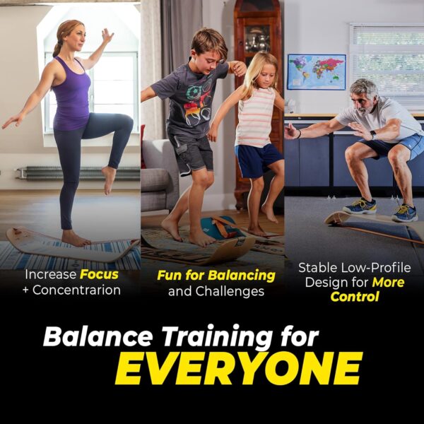 GIBBON GiBoard Balance Board for Adults & Kids - Slackline Workout Equipment Home Gym Training - Wooden Wobble Board Balance Trainer - Standing Desk Exercise - Yoga, Agility, Pilates, Core, Snowboard - Image 6