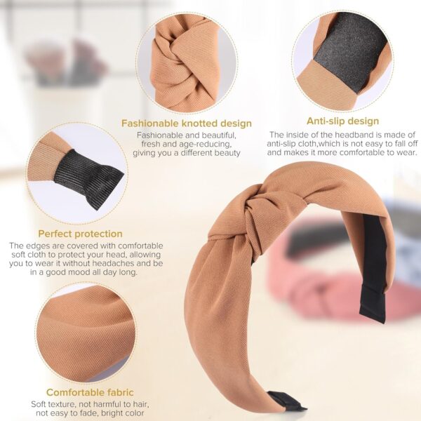 Headbands for Women Girls - 6PCS Stylish Top Knotted Headbands - Knotted Headband for Women - Head Bands Wide Hairband Hair Accessories - Image 4