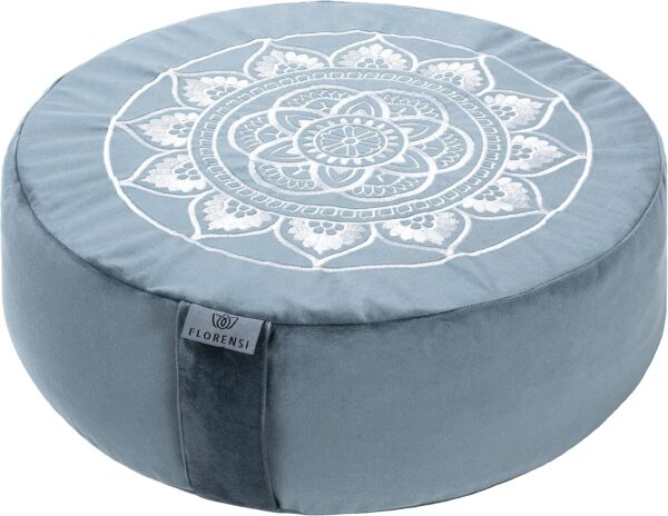 Florensi Meditation Cushion - Comfortable Floor Pillow - Traditional Tibetan Meditation Pillow with Beautiful Velvet Cover - Large Floor Cushion Seating for Adults - Premium Yoga Buckwheat Bolster - Image 2