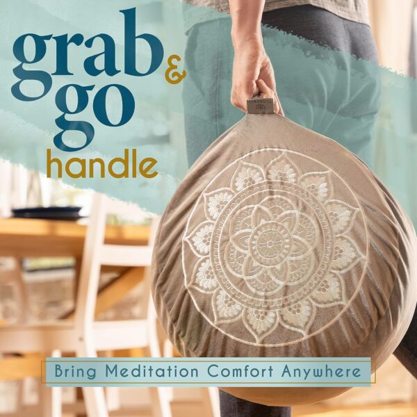 Florensi Meditation Cushion - Comfortable Floor Pillow - Traditional Tibetan Meditation Pillow with Beautiful Velvet Cover - Large Floor Cushion Seating for Adults - Premium Yoga Buckwheat Bolster - Image 10