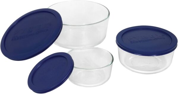Pyrex Simply Store 3-Pack (2, 4 & 7 Cup) Large Round Glass Food Storage Set with BPA-Free Lids, Dishwasher, Microwave & Freezer Safe - Image 4