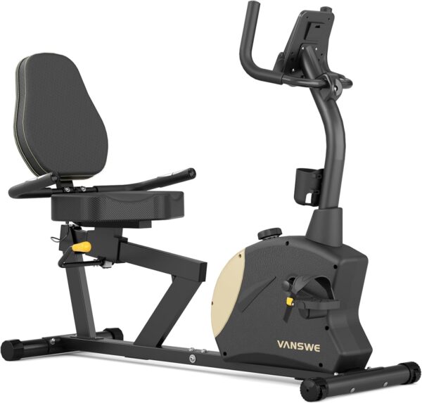 VANSWE Recumbent Exercise Bike, Recumbent Stationary Bikes for Home 400 LBS Weight Capacity, Exercise Bike for Home Seniors with Smart App and Bluetooth Connectivity, LED Display, Pulse Handle - Image 2