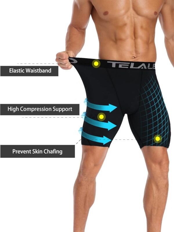 TELALEO 6 or 5 Pack Compression Shorts for Men Spandex Sport Shorts Athletic Workout Running Performance Baselayer Underwear - Image 4