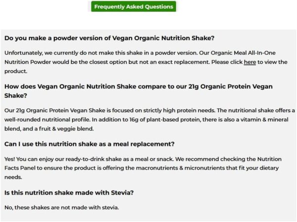 Orgain Organic Nutritional Vegan Protein Shake, Vanilla Bean - 16g Plant Based Protein, Meal Replacement, 21 Vitamins & Minerals, Fruits & Vegetables, Gluten Free, Non-GMO, 11 Fl Oz (Pack of 12) - Image 9