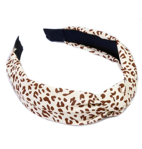Knotted Fashion Hairbands and Hair Hoops: Non-Slip Top Knot Headbands with Leopard Print for Women and Girls - 4PCS Beige Brown Hair Accessories Set - Image 9