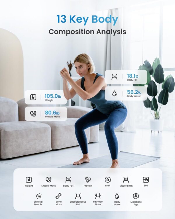 RENPHO Smart Scale for Body Weight, FSA HSA Eligible, Digital Bathroom Scale BMI Weighing Bluetooth Body Fat Scale, Body Composition Monitor Health Analyzer with Smartphone App, 400 lbs - Elis 1 - Image 4