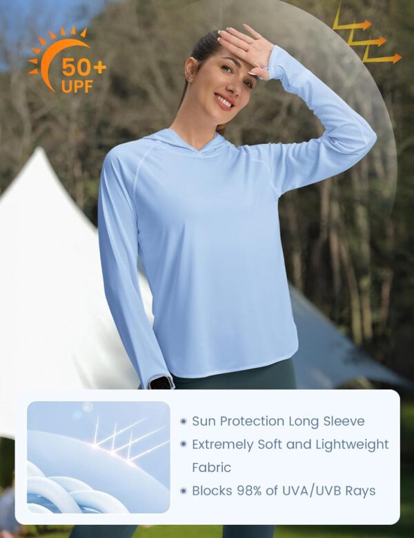 Women's UPF 50+ Sun Shirt SPF Long Sleeve Lightweight Hoodie UV Protection Clothing Hiking Fishing Outdoor - Image 3