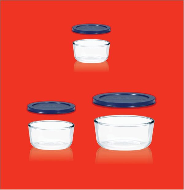 Pyrex Simply Store 3-Pack (2, 4 & 7 Cup) Large Round Glass Food Storage Set with BPA-Free Lids, Dishwasher, Microwave & Freezer Safe - Image 7