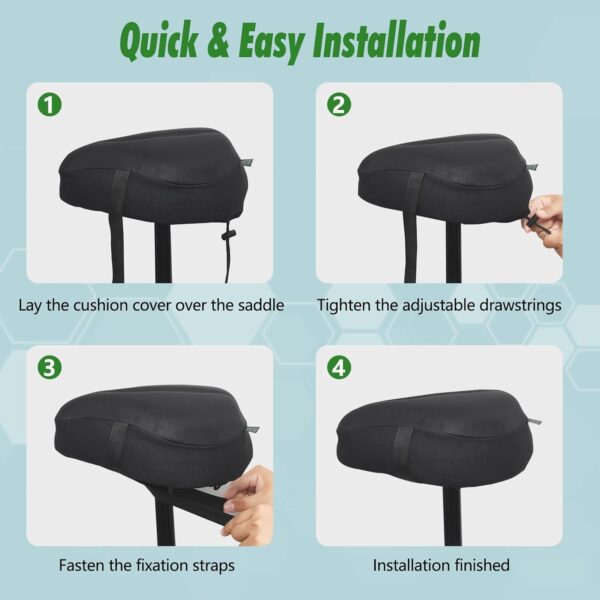 Zacro Wide Bike Seat Cushion - Honeycomb Gel Bike Seat Cover for Men & Women Comfort, Extra Soft Padding Bicycle Saddle fit for Peloton, Spin Stationary Exercise, Mountain Road Cycling Bike - Image 8