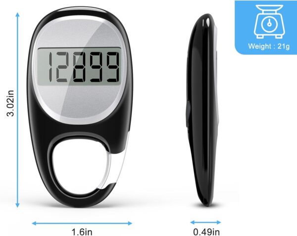 Simple Pedometer for Walking, Accurate Step Tracker with Carabiner, 3D Step Counter for Men Women Kids Seniors - Image 8