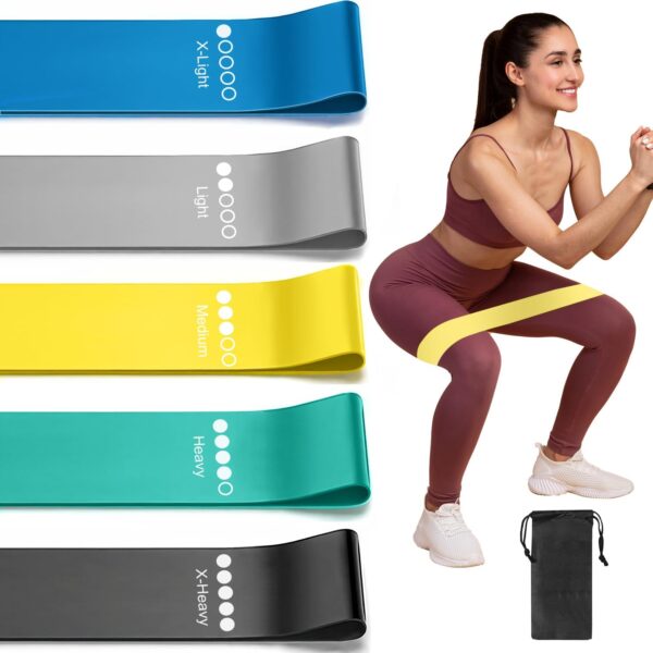 Resistance Loop Exercise Bands for Working Out, Fitness Elastic Bands, Workout Bands for Home Gym, Stretching, Yoga, Pilates, Physical Therapy (5pcs Set) - Image 2