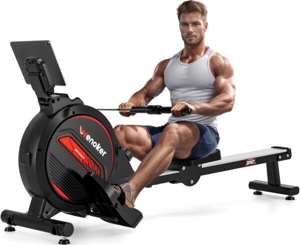 Rowing Machine,Wenoker Magnetic Rower Machine for Home,350 LB Weight Capacity, Smooth Whisper Quiet with LCD Monitor Tablet Holder & Comfortable Seat Cushion, Compact and Saves Space - Image 2
