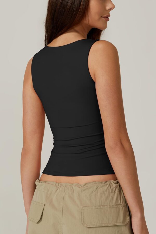 QINSEN Women's Square Neck Sleeveless Double-Layer Tank Tops Basic Tight T Shirts - Image 5