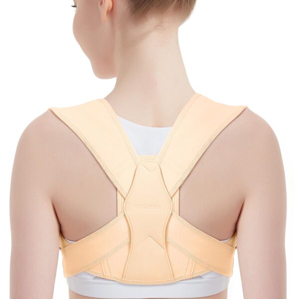 Posture Corrector for Women and Men, Adjustable Upper Back Brace for Clavicle Support and Providing Pain Relief from Neck, Shoulder, and Upper Back (Beige, Small/Medium) - Image 2