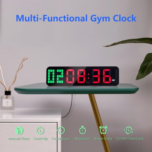 Gym Timer, 15" Large Digital Wall Clock for Gym Interval Workout Timer with Time Progress Bar Countdown/Up Stopwatch, Remote Control for Home Gym Garage Boxing Crossfit Fitness - Image 6
