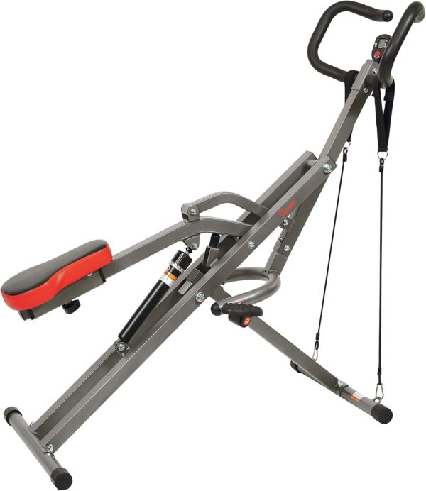 Sunny Health & Fitness Row-N-Ride PRO, Full Body Combo Squat Machine w/Optional Resistance Band, Easy Setup Ab Workout Exercise Equipment for Home, Whole Body Cardio, Optional SunnyFit App Connection - Image 6