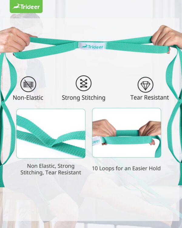 Trideer Stretching Strap Yoga Strap Yoga Band for Physical Therapy, 10 Loop Non-Elastic Yoga Straps for Stretching, Pilates, Exercise & Dancing, Stretch Band with Aesthetic Packaging for Women & Men - Image 8