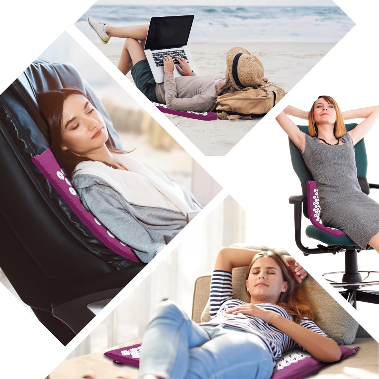 Acupressure Mat Set, Acupuncture Point Massage Pillow, Relieving Back and Neck Pain, Muscle Relaxation and Stress Reduction, Sciatica Relief, Suitable for Men and Women, Carry a Handbag, Purple - Image 7