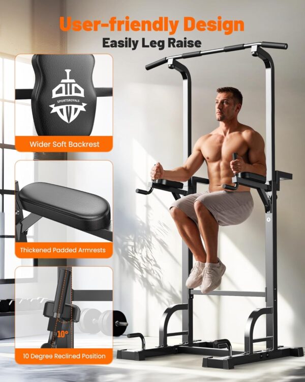 Sportsroyals Power Tower Pull Up Dip Station Assistive Trainer Multi-Function Home Gym Strength Training Fitness Equipment 440LBS - Image 7